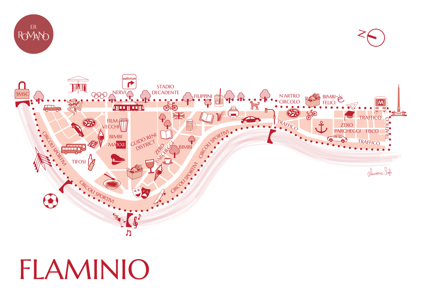 Testaccio neighborhood drawing