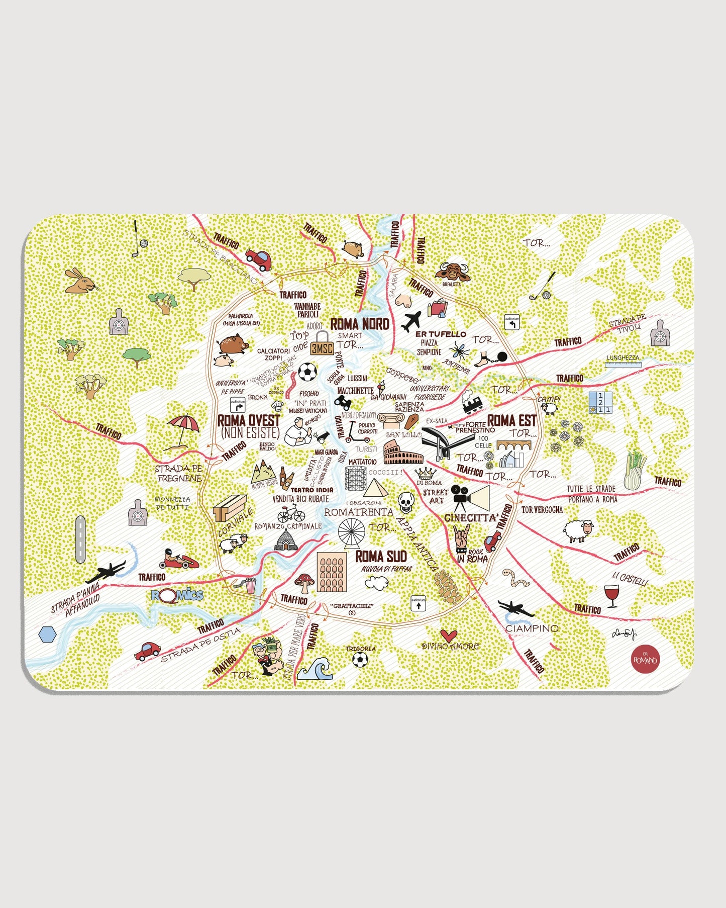 Combinazione 4 Tovagliette "Mappa di Roma"