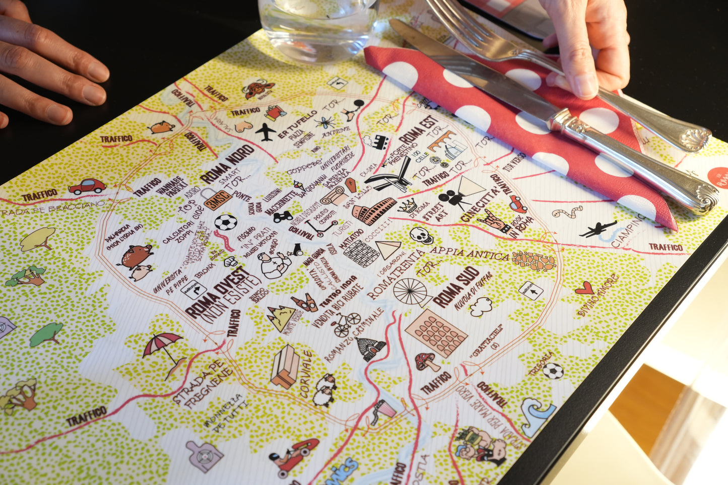 Combination 4 Placemats "Mappa di Roma"
